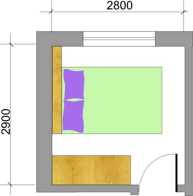 Ширина комнаты 2. План небольшой спальни. Спальная комната планировка с размерами. Маленькая спальня план. Комната 3х3 планировка.