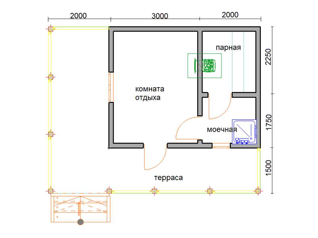 Схема бани с парилкой