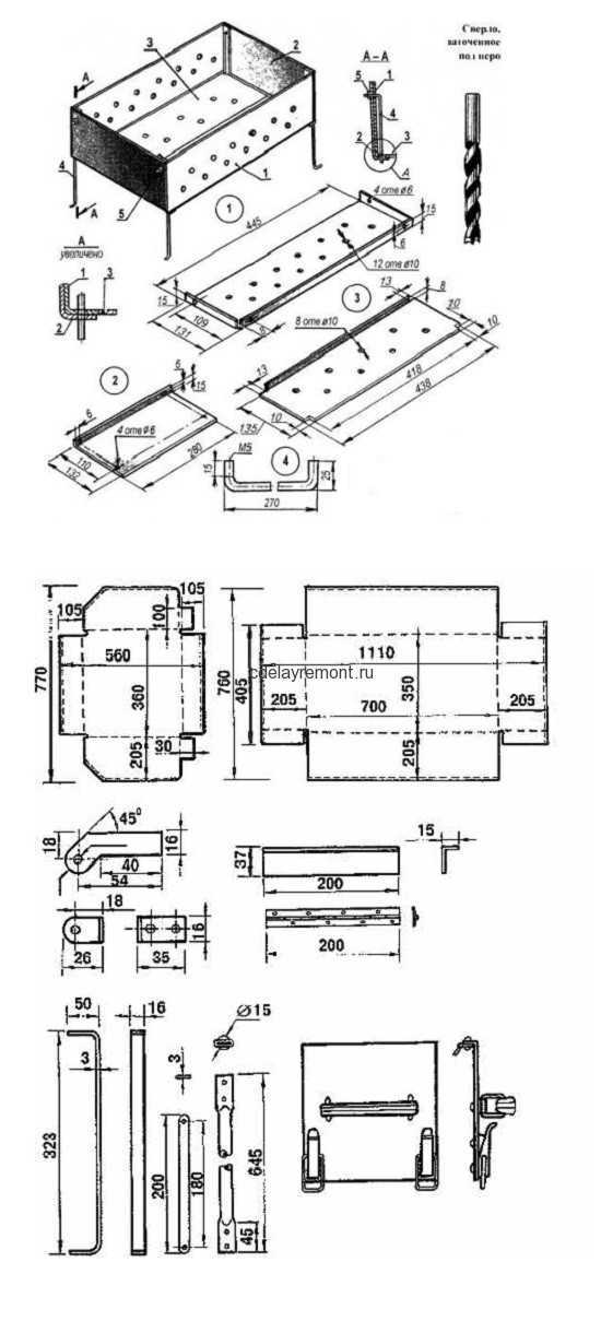 Стандартные размеры мангала для шашлыка из металла чертежи и размеры