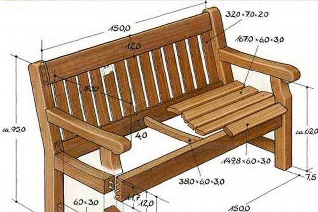 Изготовить скамейку из дерева своими руками чертежи и размеры и фото