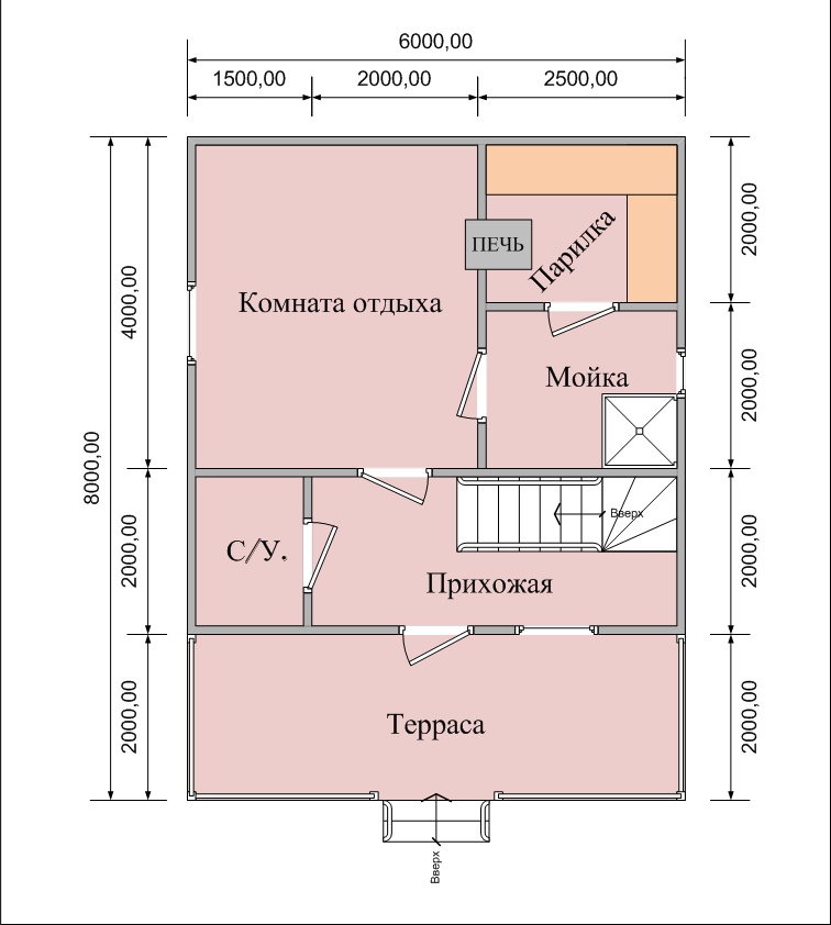 Проект бани из газобетона 6 на 6