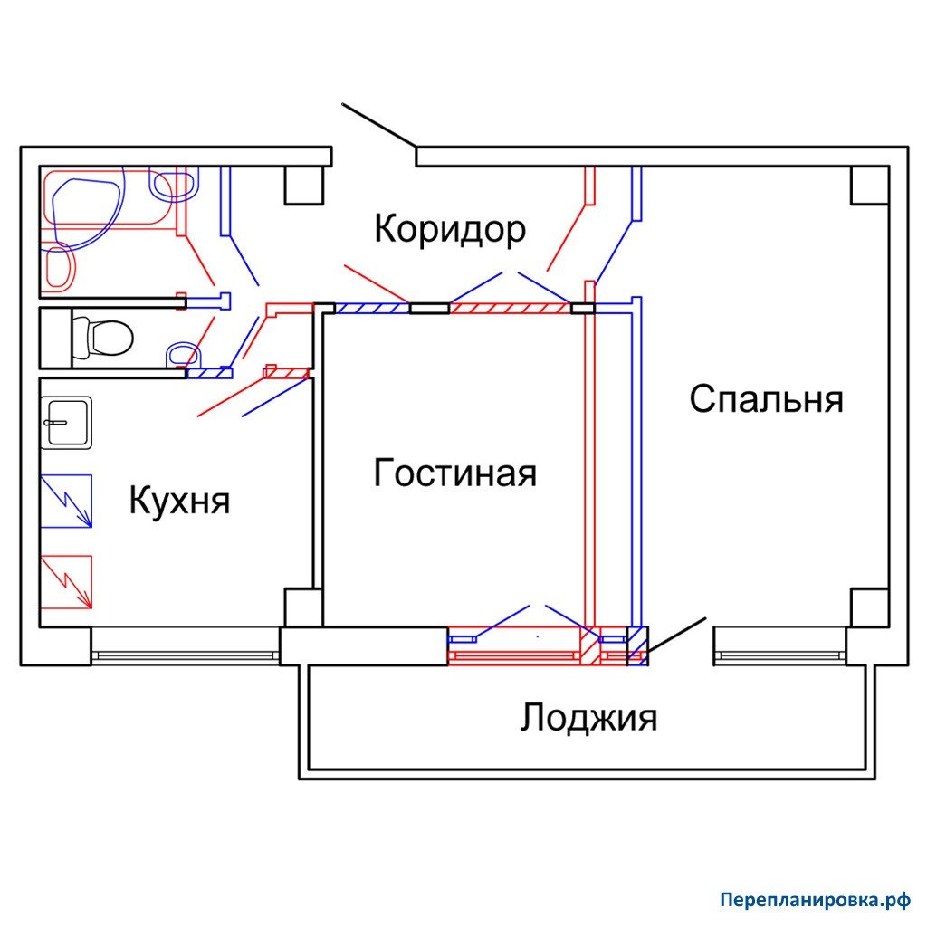 Перепланировка 2-х комнатной квартиры в панельном доме