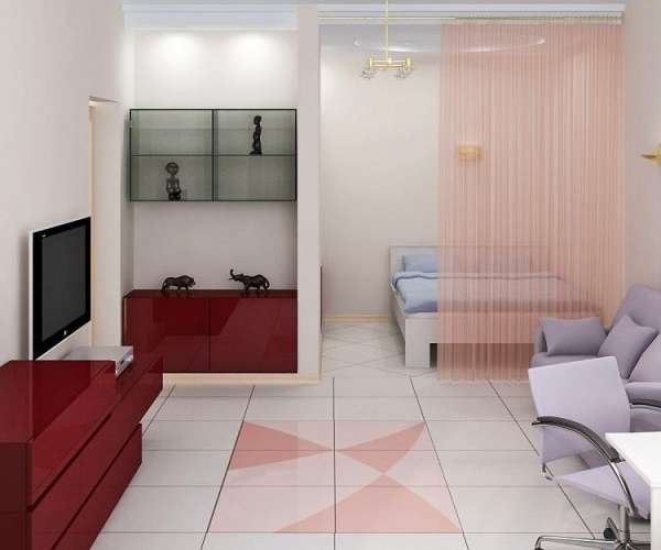 Дизайн интерьера однокомнатной квартиры в пастельных тонах - фото 2017