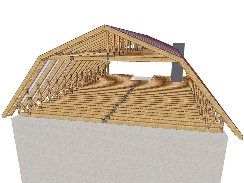 Стропильная система двухскатной мансардной крыши чертежи