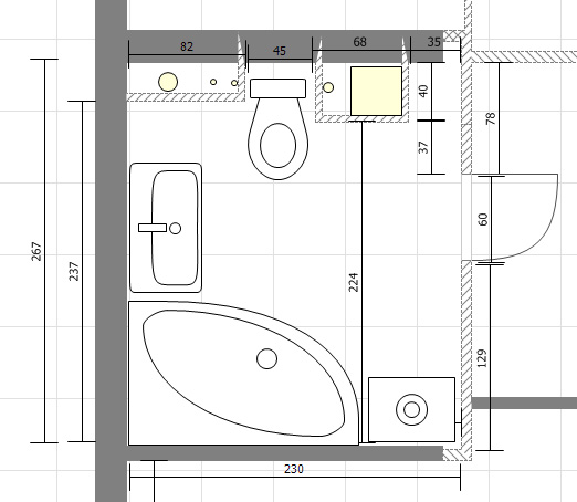План ванны с размерами