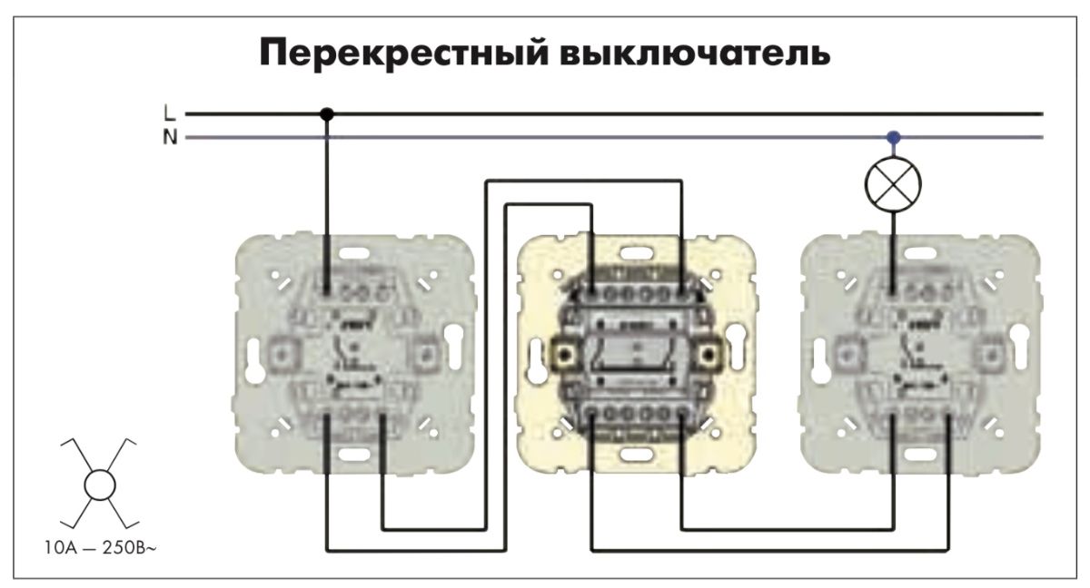 Схема подключения проходного сенсорного выключателя