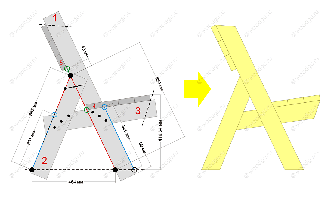 Скамейка трансформер чертежи размеры из дерева
