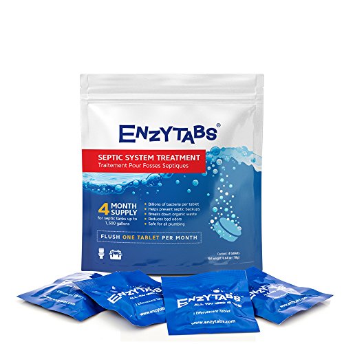 Enzytabs Septic Tank System Treatment, Billions of Enzyme Producing Bacteria Reduce Bad Odors and Help Prevent Backups, 4 Month Supply (4 tablets)