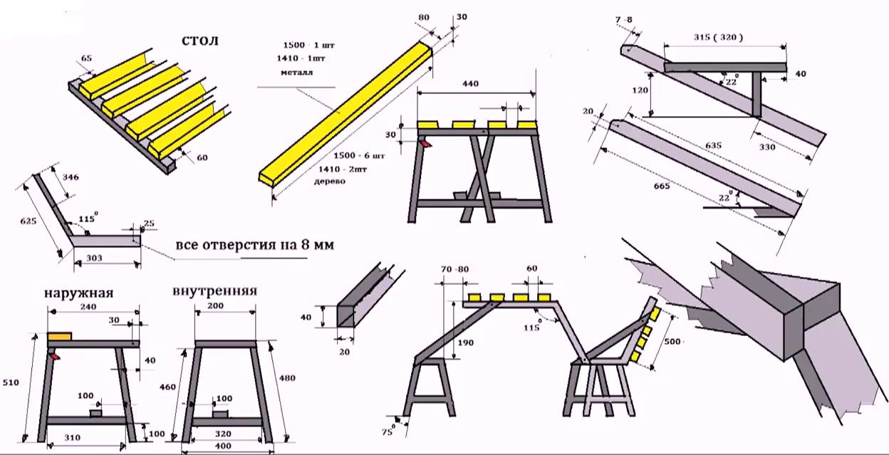 Стол лавочка трансформер схема