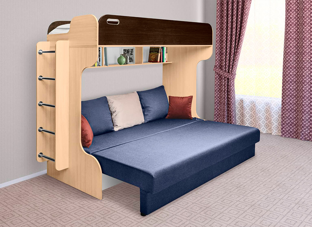 Чердак кровать с диваном массив