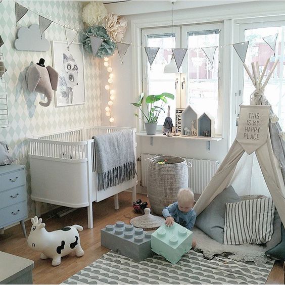 cluttered baby boy nursery ideas
