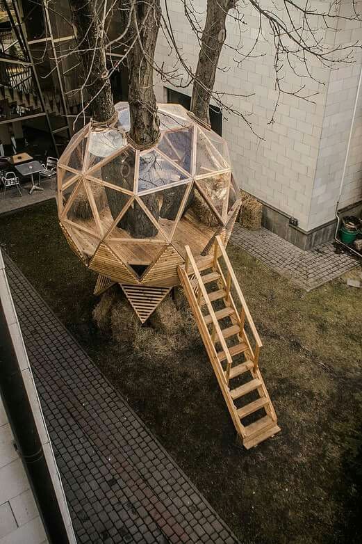 wooden geodesic dome