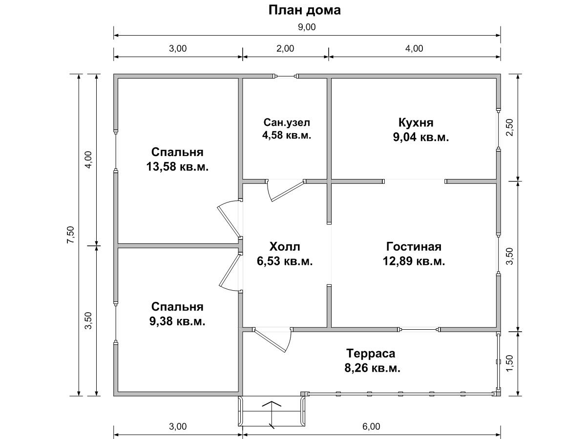 Проект дома 9 на 9 проект одноэтажного дома фото