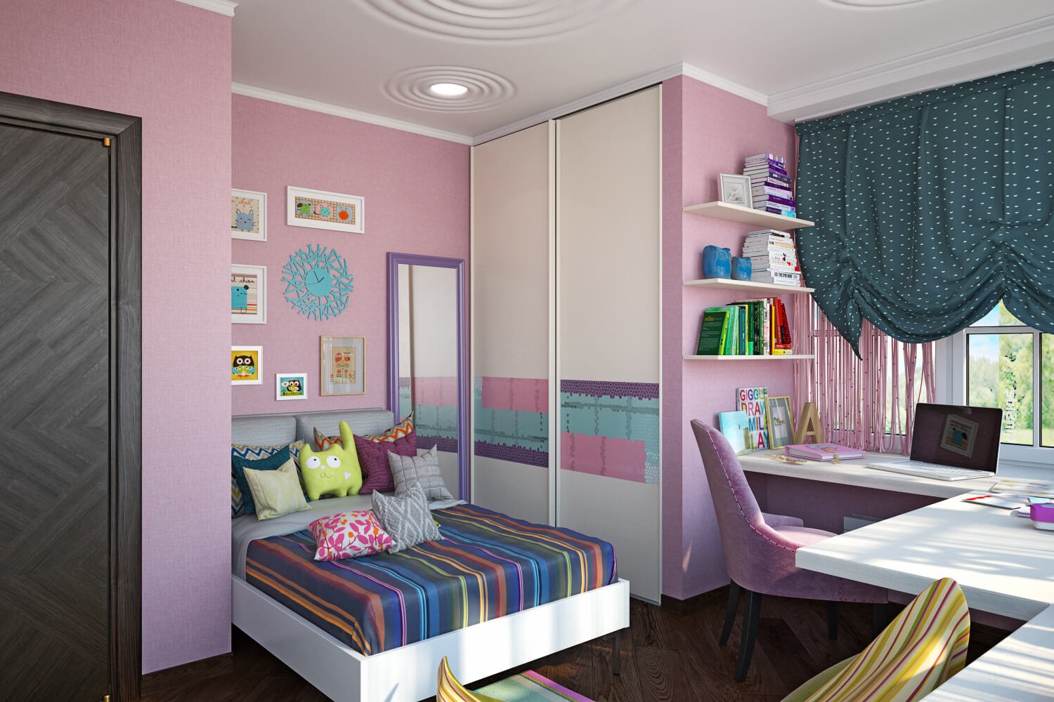 Дизайн комнаты для девочки 9м