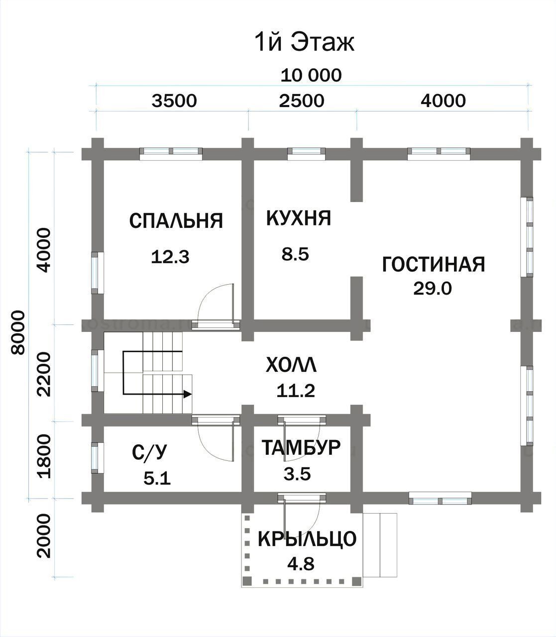 Дом 8 на 10 планировка комнат