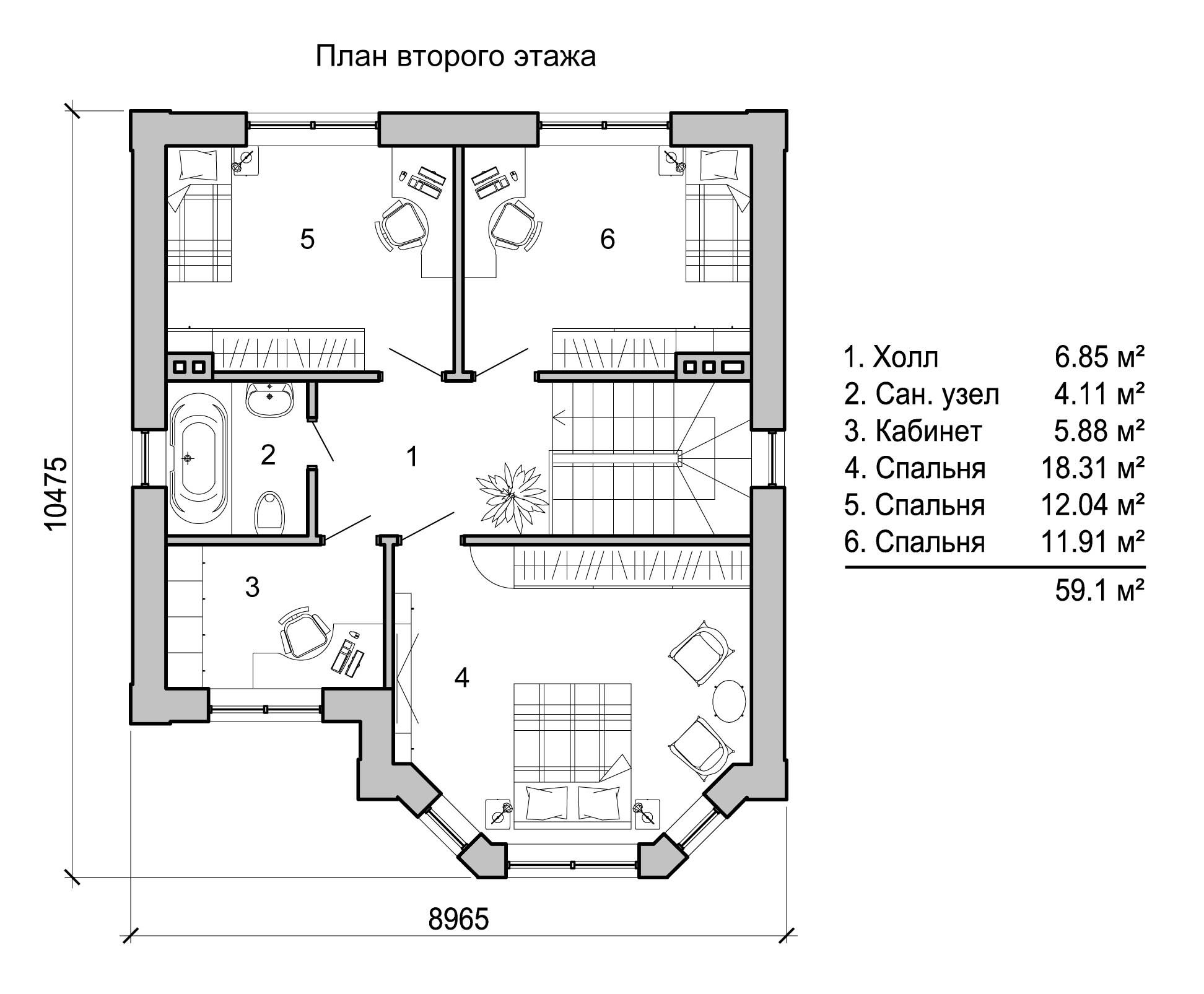 Планировка двухэтажного коттеджа