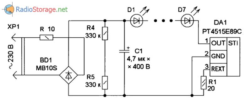 Схема светодиодной лампы на основе PT4515E89C
