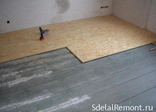 Preparation of the wooden floor under the tile