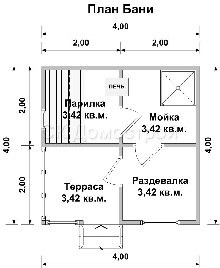 Баня с раздельной парилкой и мойкой проекты