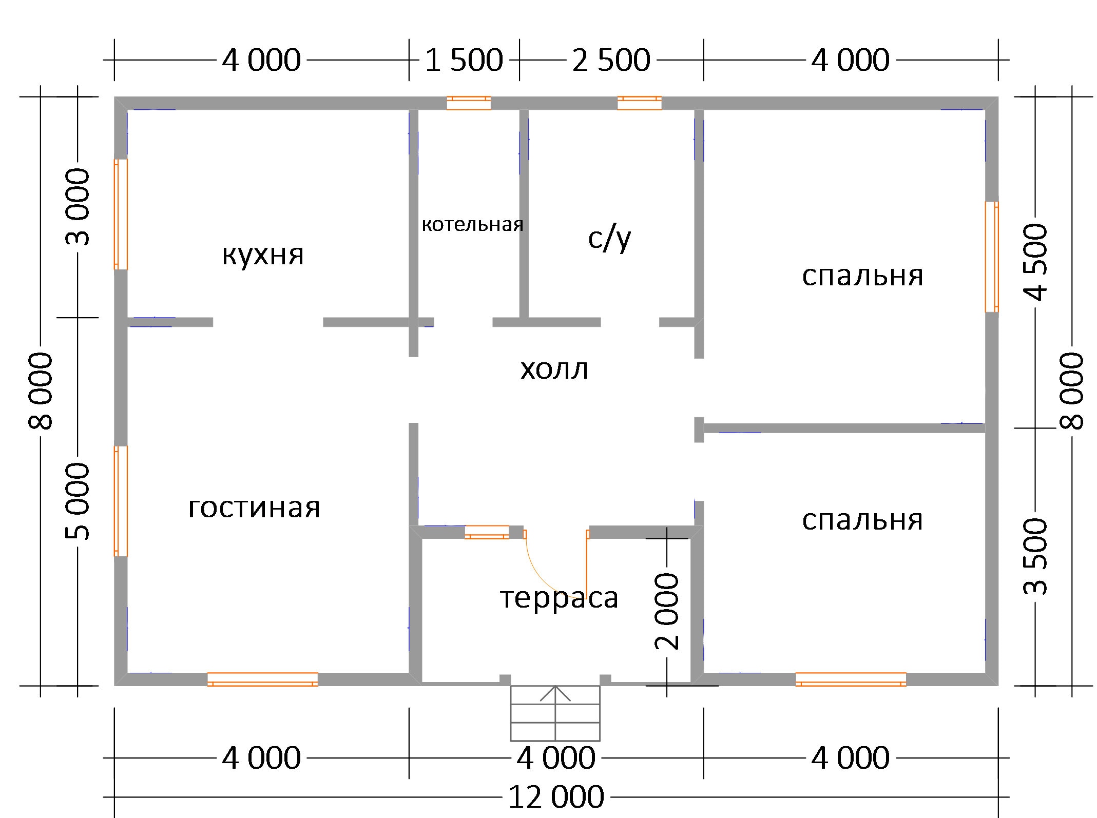 Проекты домов 8х8 одноэтажный с котельной