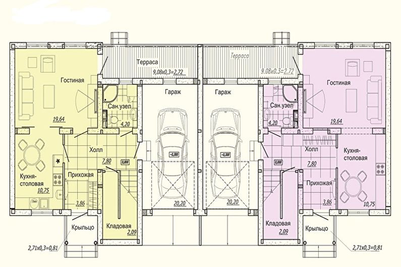 Современные проекты одноэтажных домов - Одноэтажный дом с двумя входами