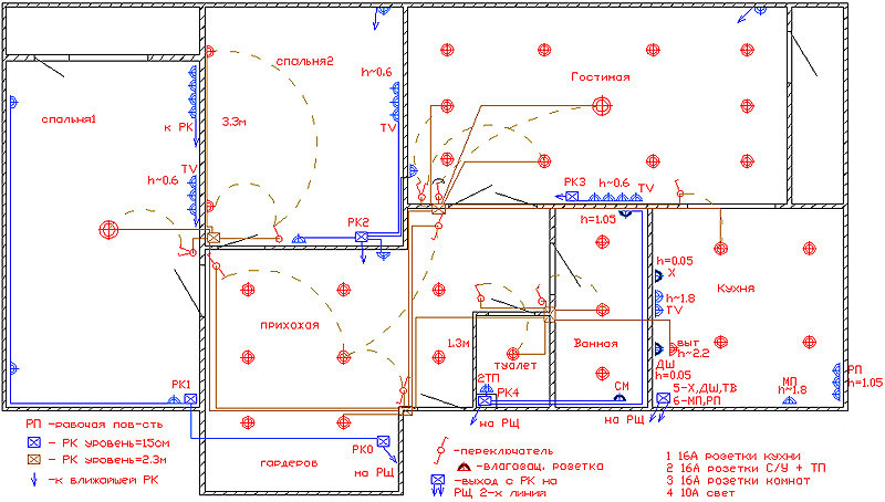 Проект электрики в 3 х комнатной квартире