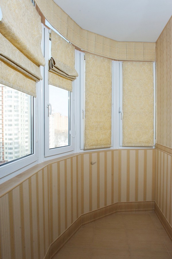 Cloth blinds on the balcony photo