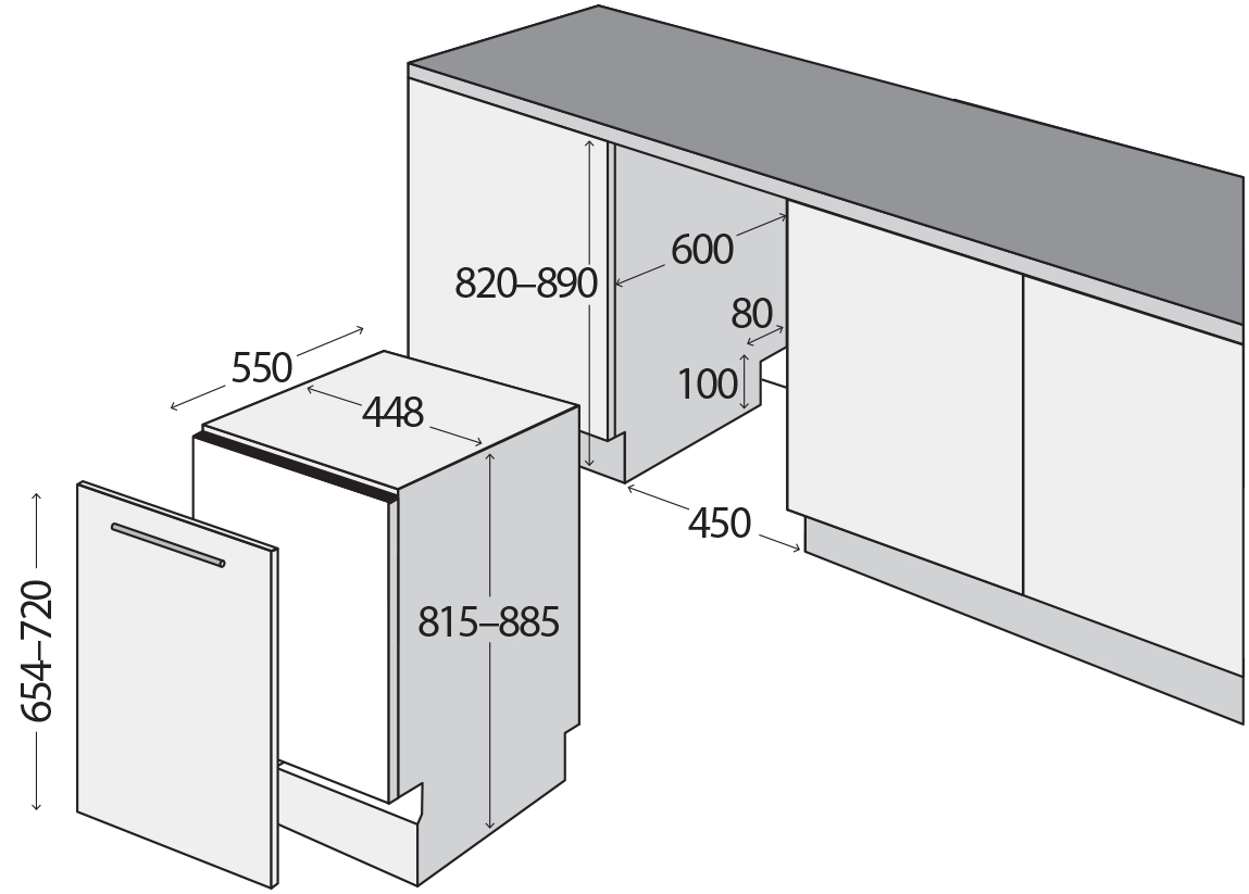 Высота посудомоечной машины. Посудомоечная машина 45 см встраиваемая габариты. Схема встраивания ПММ 600. Посудомойка 45 см встраиваемая схема встройки. Размер посудомоечной машины 45 см для встраивания габариты.