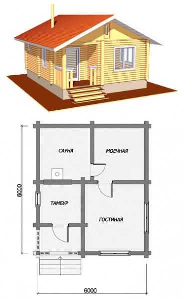 Баня 6х6 планировка с туалетом и с комнатой отдыха с размерами
