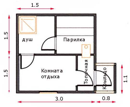 Планировка бани 3х6 мойка и парилка отдельно и комната