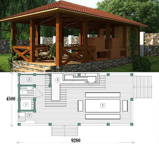 Схемы беседок прямоугольных из дерева