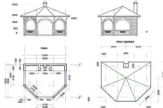 Чертеж мебели для беседки
