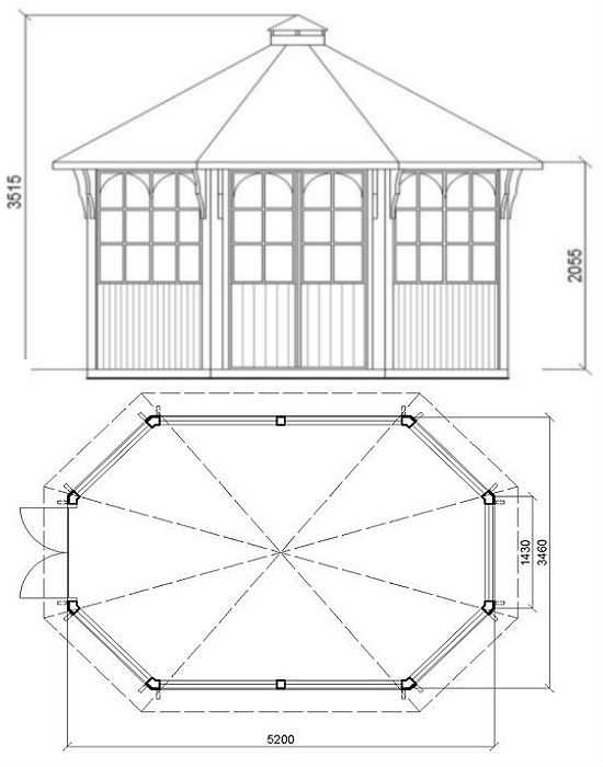 Схемы беседок прямоугольных из дерева