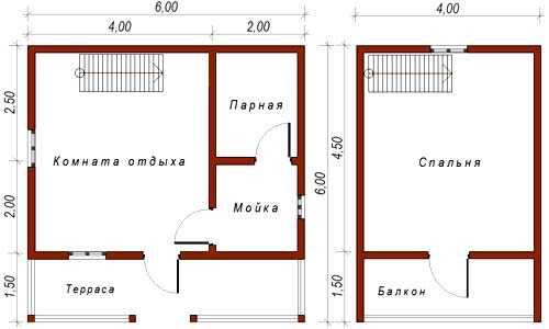 Бани 6х4 планировка с комнатой отдыха мойка и парилка