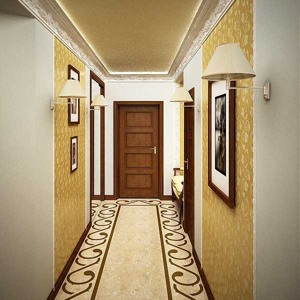 Дизайн длинной стены в коридоре