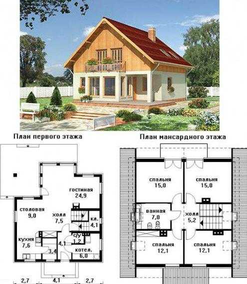 План каркасного дома с мансардой