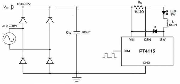 Pt4115 драйвер светодиодов схема