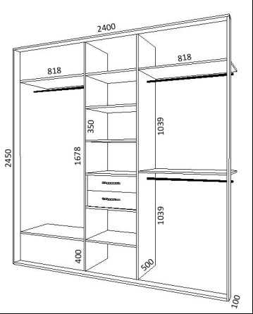 Схема встроенного шкафа в спальню