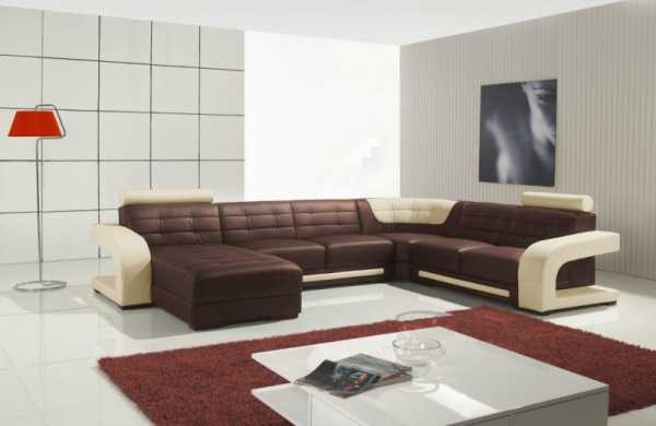 Интерьер зала угловой диван