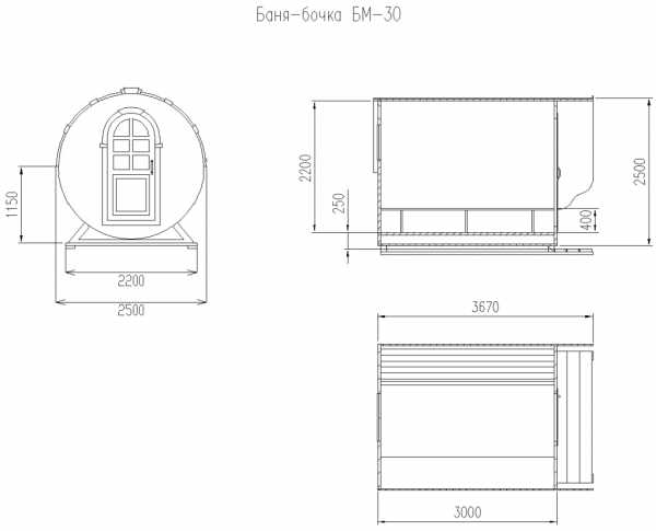 Баня бочка схема и размеры