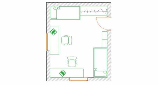 Планировка комнаты прямоугольной вытянутой формы