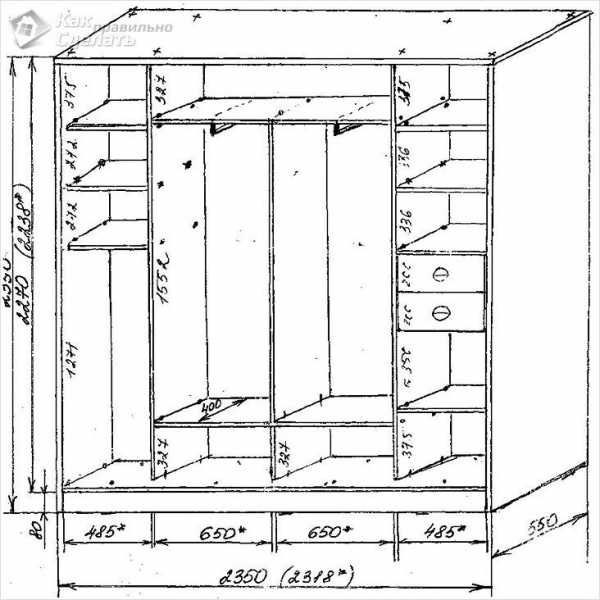 Шкаф купе конструкция схема