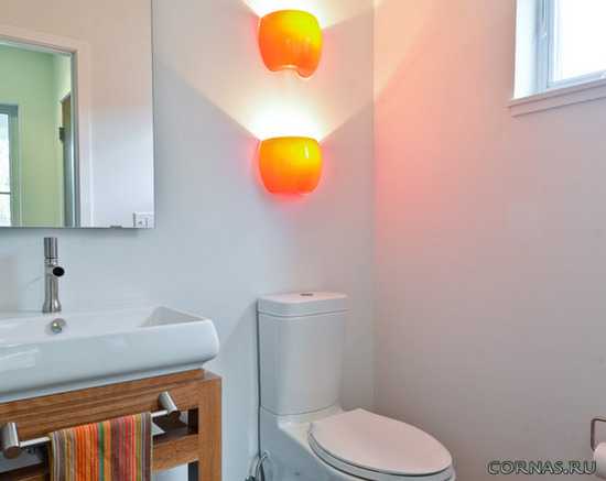 Расположение точечных светильников в туалете