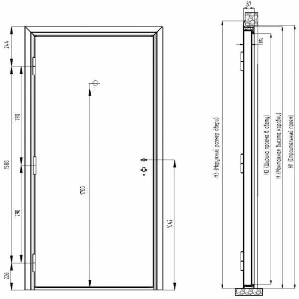 Размер двери шкафа купе и размер проема