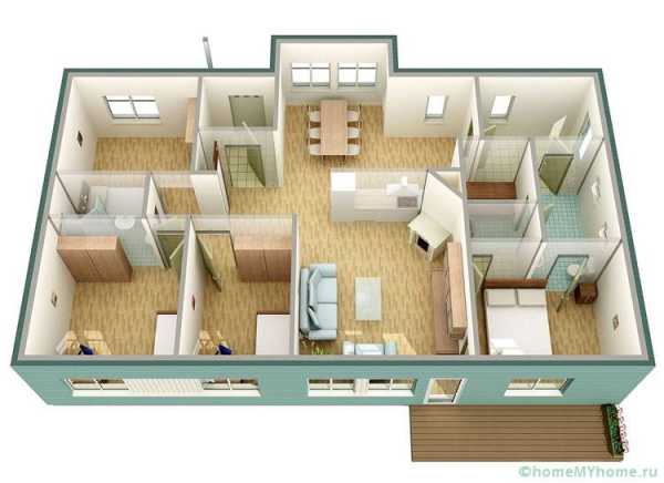 Планировки частных домов одноэтажных с 3 спальнями