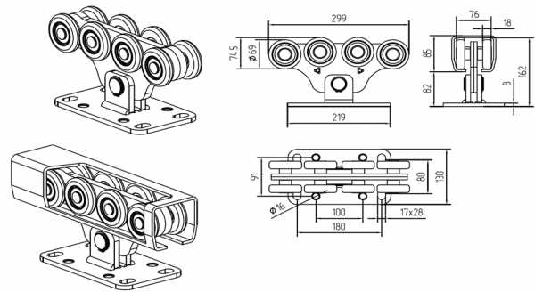 Чертеж роликов для откатных ворот с размерами
