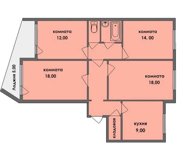 План 2 х комнатной квартиры