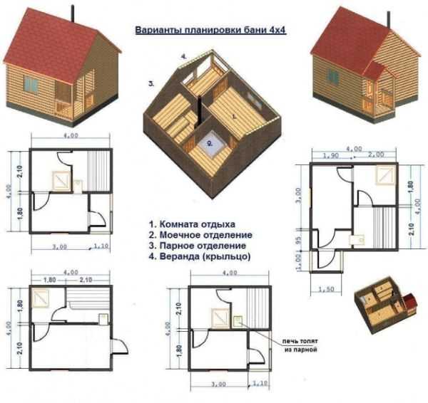 Схема бани 4 на 4