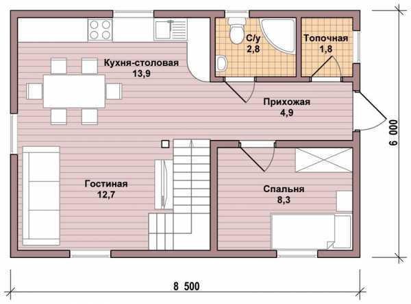 Проект одноэтажного дома 6 на 8 с отличной планировкой