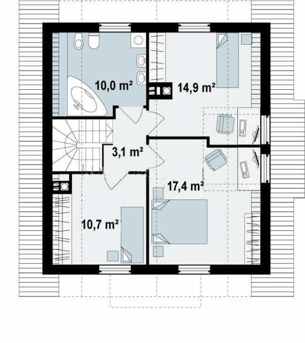 Дом 9х9 одноэтажный планировка с 3 спальнями